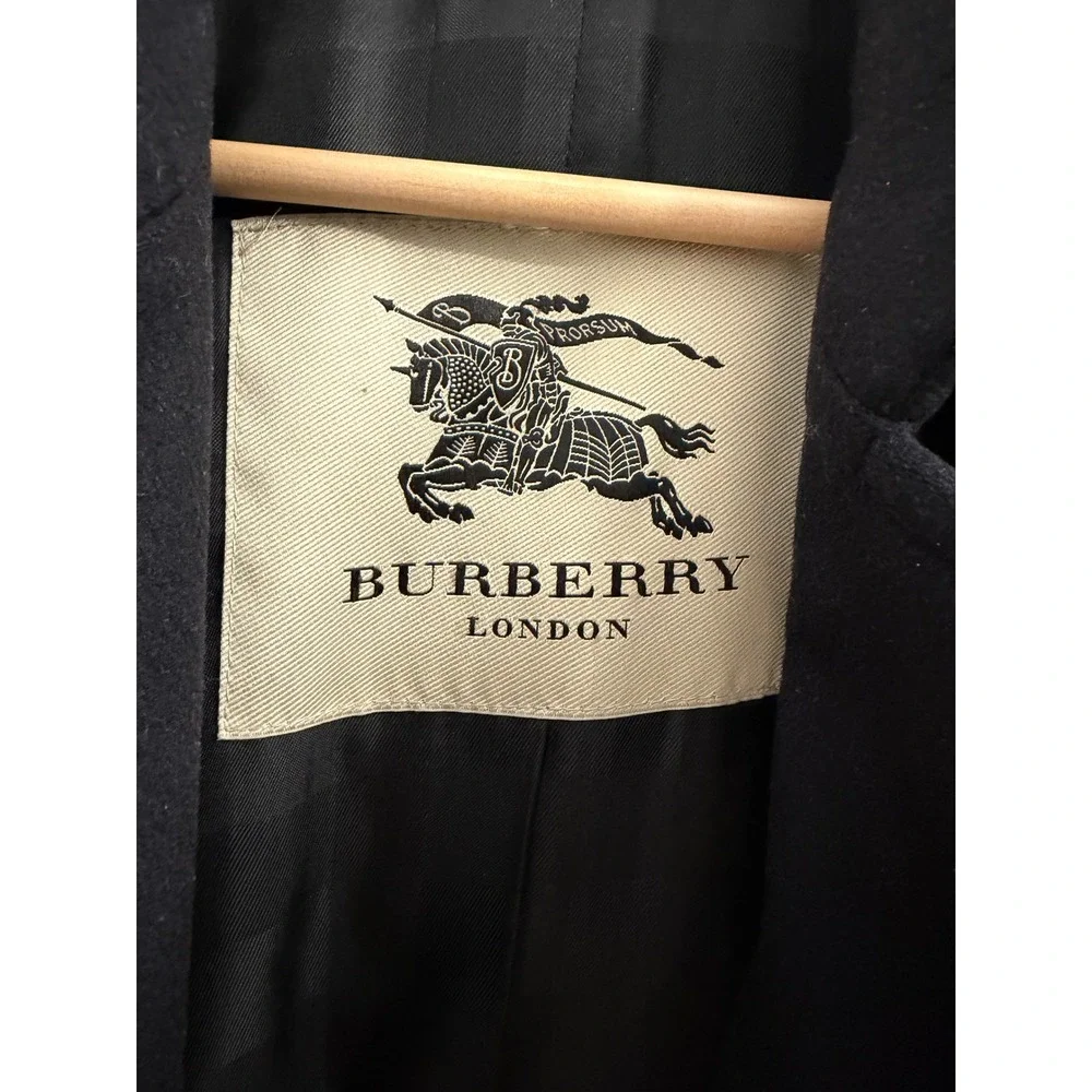 Burberry London Black Wool Cashmere Belted Trench Coat US 2 UK 4 - Picture 6 of 14